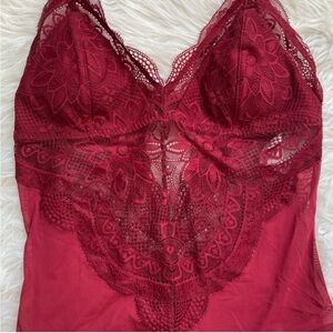 Elegant Burgundy Lace Lingerie